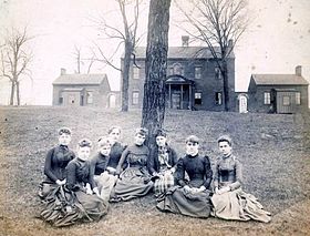 East Tennessee Female Institute in the 1880s; Lizzie Crozier French, head of the school, is on the far left East-tennessee-female-institute-1880s.jpg