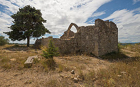 Hermitage Saint-Antoine, Castelnau-de-Guers, Hérault, France. 3/4 view from Northeast in 2013.