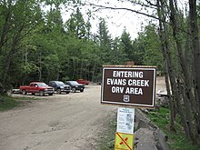 Evans Creek ORV (Off Road Vehicle) park at the base of Mt. Rainier, Washington, near the end of SR165. EvansCreekORV.jpg