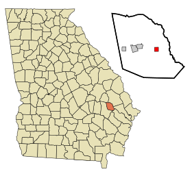 Evans County Georgia Incorporated and Unincorporated areas Daisy Highlighted.svg