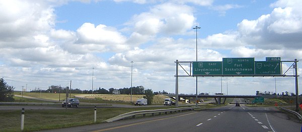 Alberta Highway 16 and Highway 21 interchange