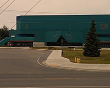 Carlson Center in Fairbanks. Exterior view of main entrance, Carlson Center, Fairbanks, Alaska.jpg