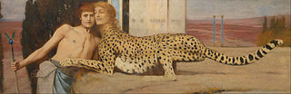 <i>Caress of the Sphinx</i> Painting by Fernand Khnopff