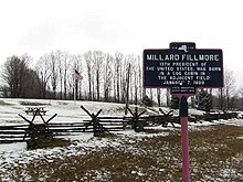 Historische marker op de plaats van de geboorte van Fillmore