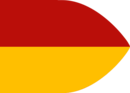 Bandeira triangular bicolor de vermelho e amarelo. A bandeira da cavalaria imperial do imperador Dušan, mantida em Hilandar no Monte Athos.