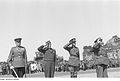 Unidentified Soviet officer, Frank A. Keating, second from left, with Allied counterparts