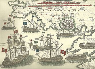 French Fleet with French and Imperial German troops in Brest, 1759 Franzosische Flotte im Hafen von Brest 1759.jpg