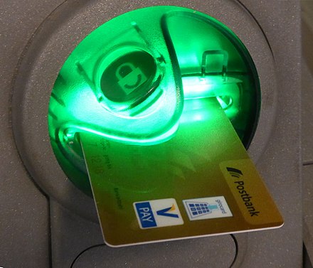 Anti-skimming device installed on an ATM in Germany