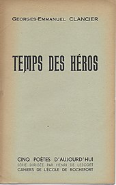 Premier recueil de poèmes de G.-E. Clancier, écrits avant 1939, publiés en 1943.