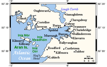 Mapa de la bahía de Galway donde se observa el sur del lago