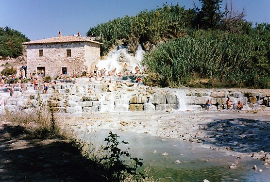 Geothermics as source of renevable energy, old mill utilised hot water thermal springs, Saturnia, Italy