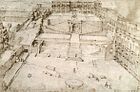 Двор Бельведера в Ватикане по проекту Браманте. Реконструкция. Между 1558 и 1561. Уффици, Флоренция