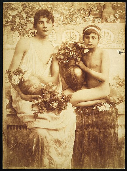 File:Gloeden, Wilhelm von (1856-1931) - n. G 0127 recto - Two boys with Vases of Roses.jpg