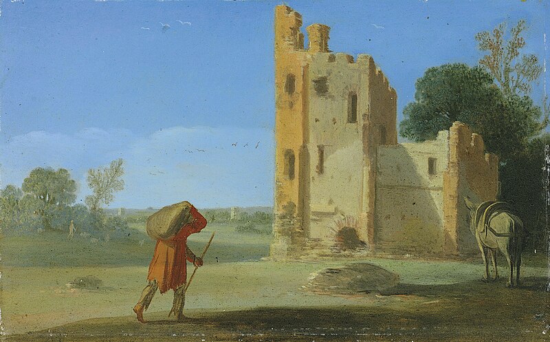 File:Goffredo Wals (circle) - An Italianate landscape with a traveller near a ruined building.jpg