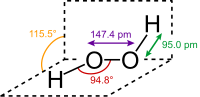 O-O bond length = 147.4 pm O-H bond length = 95.0 pm