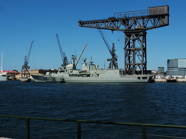 HMAS Ballarat alongside at Fleet Base East