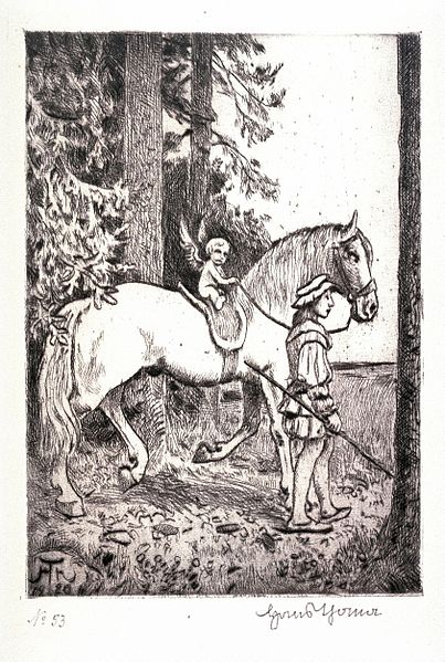 File:Hans Thoma - Ein Engel auf dem Pferd eines Landknechts.jpg