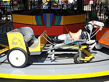 Harness racing kiddie ride at the Herschell Carrousel Factory Museum HarnessRacingKiddieRideDetailHerschellCarrouselFactoryMuseum.JPG