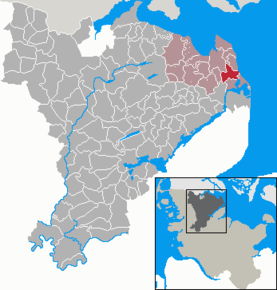 Poziția Hasselberg pe harta districtului Schleswig-Flensburg