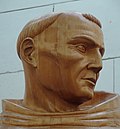 Head from wooden replica of Father Serra statue