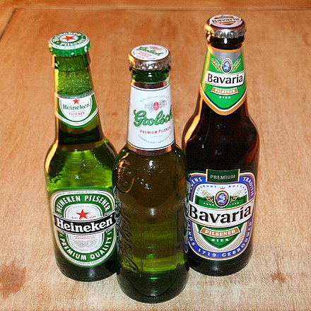 Bottles of Heineken, Grolsch, and Bavaria beer