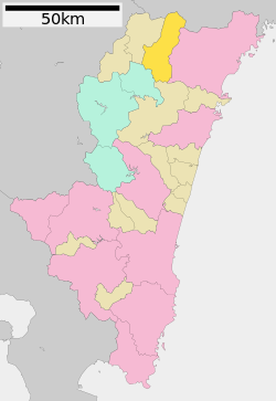 Miyazaki Prefecture ရှိ Hinokage ၏ တည်နေရာ