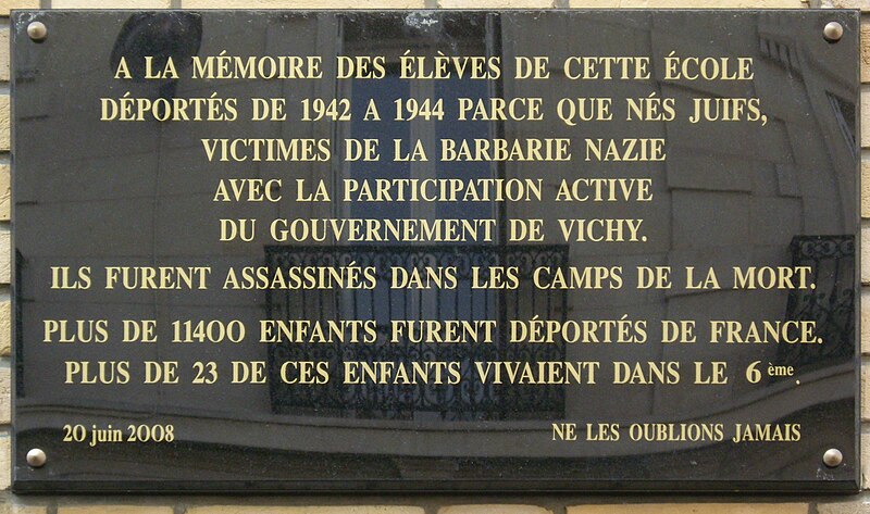 File:Holocaust memorial tablet, Paris 06, Rue Madame.jpg