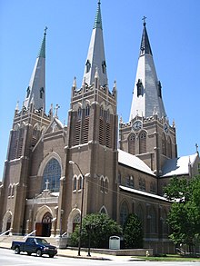 Bernard J. Ganter (828) became the first bishop of Tulsa in 1972 (cathedral pictured.) HolyFamily Tulsa.jpg