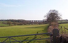 Looking towards the Huckford Viaduct and Frome Valley from Cloisters Huckford Viaduct 2.jpg