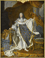 Portrait de Louis XV, (1727-1729) par Prevost d'après Rigaud (1742), Chantilly, musée Condé