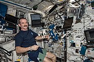 ISS-35 Chris Hadfield with Cardiolab (CDL) Leg-Arm Cuff System (LACS)