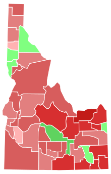 Party registration by county (December 2018):
  Republican >= 40%
  Republican >= 50%
  Republican >= 60%
  Republican >= 70%
  Republican >= 80%
  Unaffiliated>= 40%
  Unaffiliated>= 50%