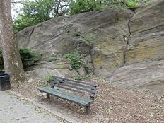 Rock outcropping in Jackie Robinson Park