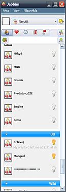 Snímek hlavního okna (seznamu kontaktů) Jabbimu