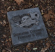 Stone plaque in Largo Central Park commemorating the relationship between Largo and Kami (dedicated February 5, 2010)