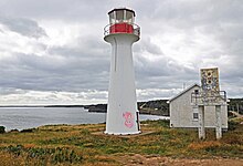 The Point Aconi lighthouse was lost to fire in 2014 Lighthouse DGJ 4771 - Point Aconi Lighthouse Vandalized (6358539869) (2).jpg