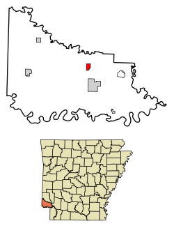 Location of Wilton in Little River County, Arkansas.