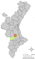 Розташування муніципалітету Льянера-де-Ранес у автономній спільноті Валенсія