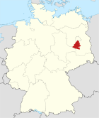 Map of Germany, position of the Teltow-Fläming district highlighted