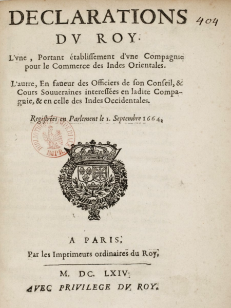 File:Louis XIV - établissement d'une Compagnie pour le commerce des Indes Orientales, 1664.png