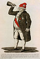 Eau forte représentant Louis XVI, en 1792, avec un bonnet phrygien.