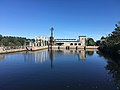 English: Boott hydroelectric dam on the Northern Canal from the walkway footbridge