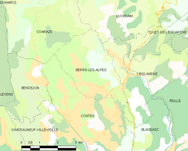 Mapa obce Berre-les-Alpes