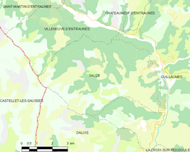 Mapa obce Sauze