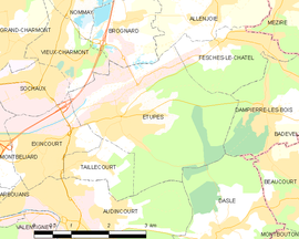 Mapa obce Étupes