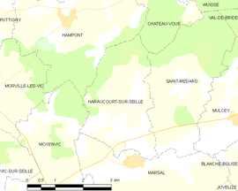 Mapa obce Haraucourt-sur-Seille