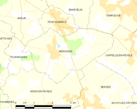 Mapa obce Mérignies