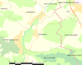 Mapa obce Courances