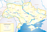 Carte de l'Ukraine en anglais avec les capitales des oblasts mises en évidence