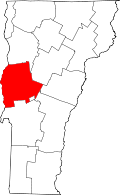 アディソン郡の位置を示したバーモント州の地図